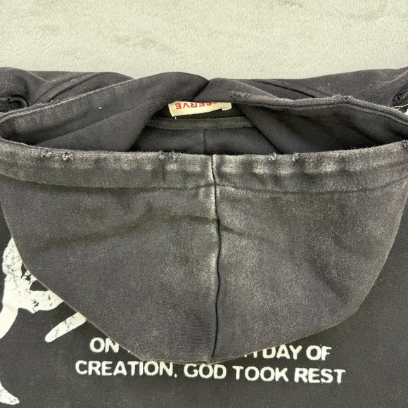 RESERVE Hoodie Mens Medium Sacred Sabbath Graphic Oversized Black Religious Art - Picture 15 of 15